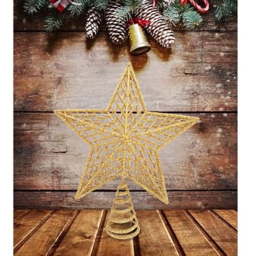 Estrela Brilhante Com Glitter Ponteira Para Árvore De Natal 20 Cm (vermelho)