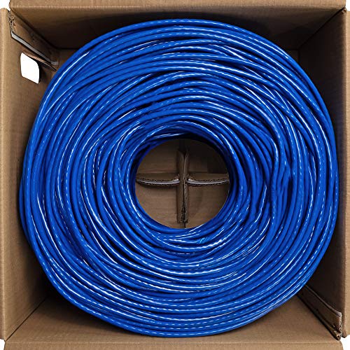 Image of NavePoint Cat6 (CCA), 1000ft, Blue, Solid Bulk Ethernet Cable, 550MHz, 23AWG 4 Pair, Unshielded Twisted Pair (UTP)