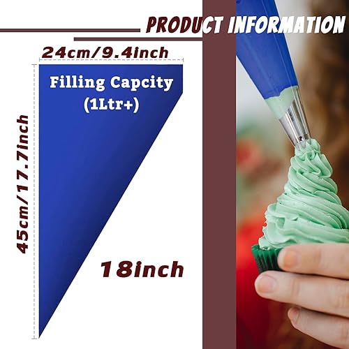 Miniatura 2 de VolksRose 50 bolsas desechables para pastelería, bolsas de pastelería grandes de 21 pulgadas, bolsas gruesas para decoración de pasteles, bolsas de