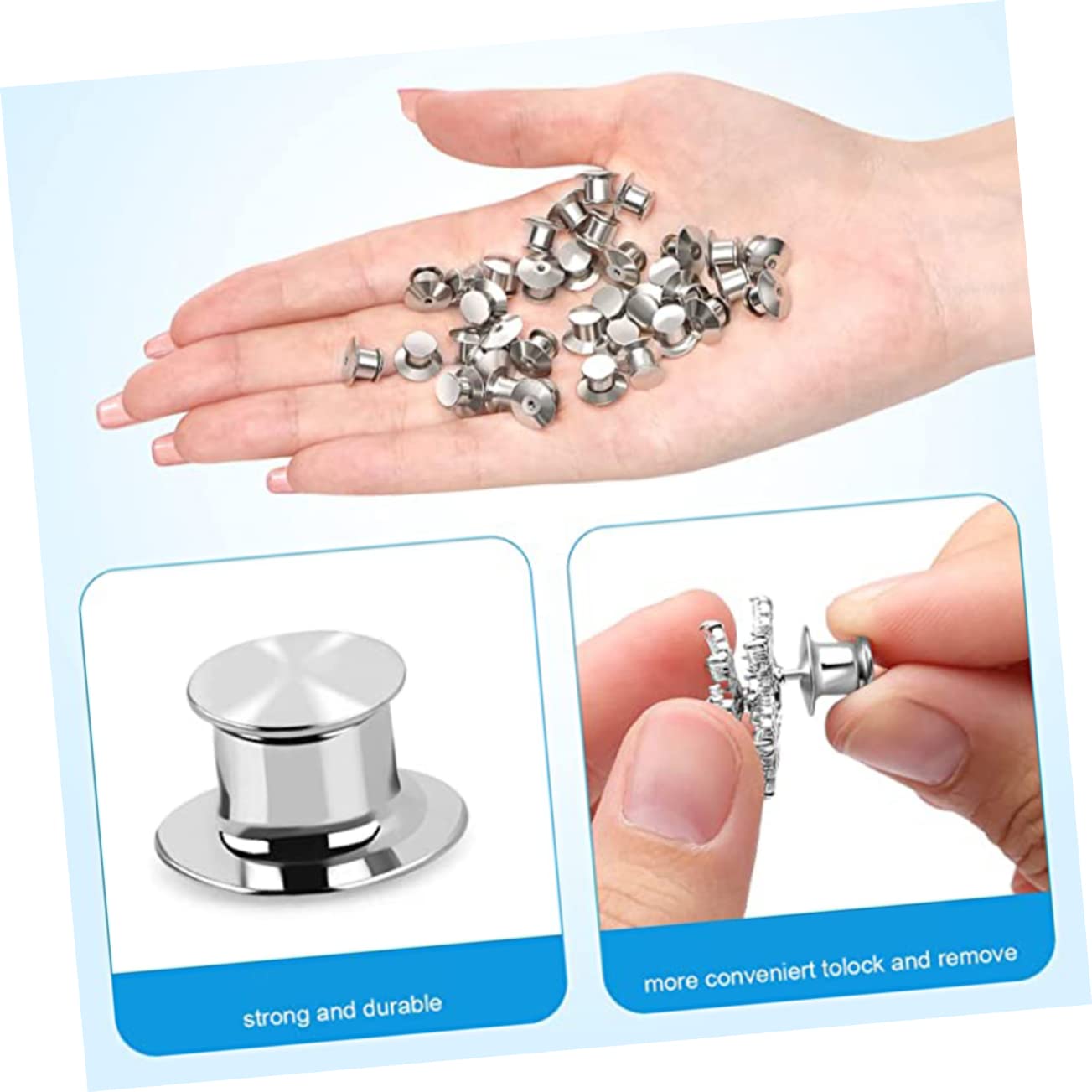 TEHAUX 80stücke Metall-pin-verschlüsse Abnehmbare Sicherheitsnadeln Für Broschen Namensschilder -projekte Vielseitig Einsetzbar Tragbar Für Kleidung Und Accessoires
