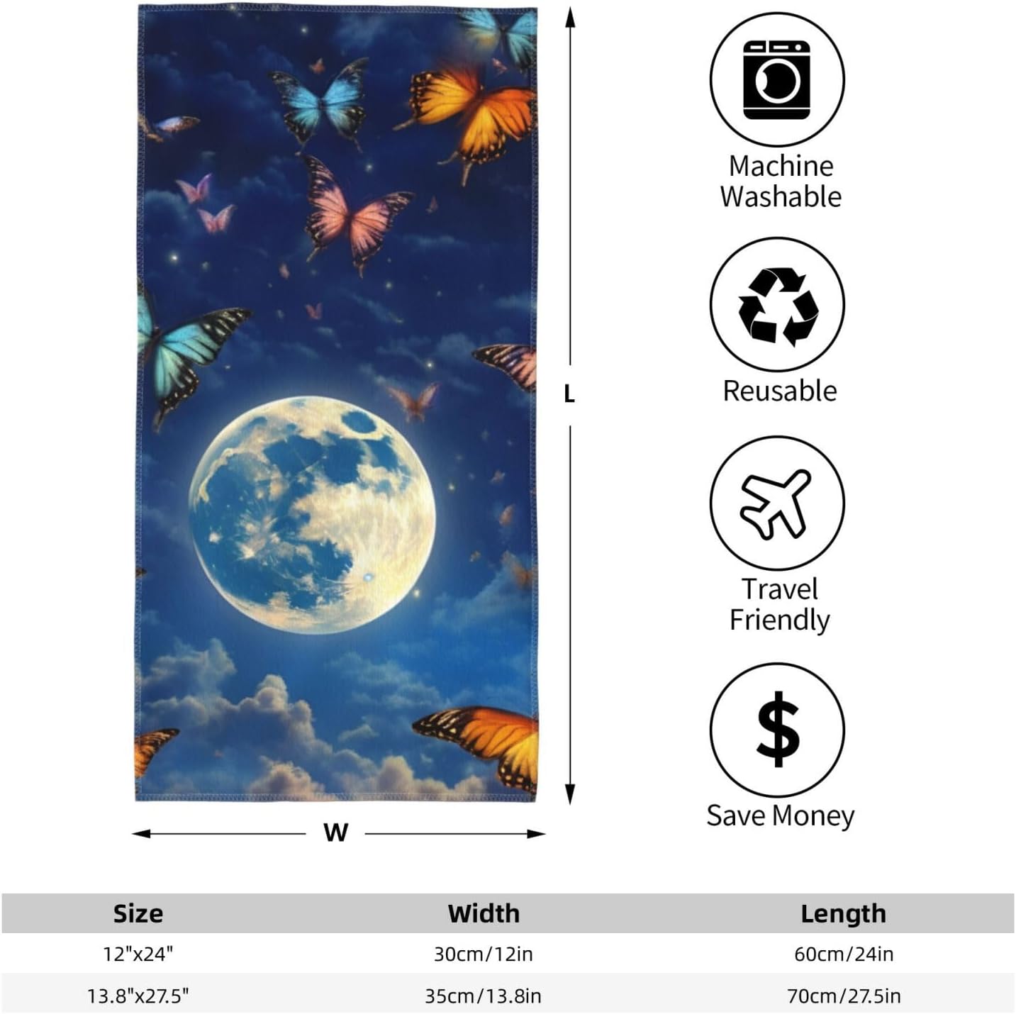 Dancing Butterfly Print Hand Towels for Kitchen, Decorative Bathroom Towels Decor Farmhouse Cute for Men Women Gifts