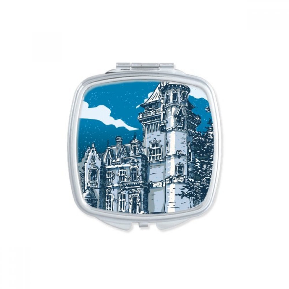 Miroir de poche vieux château des chevaliers emblème européen chic