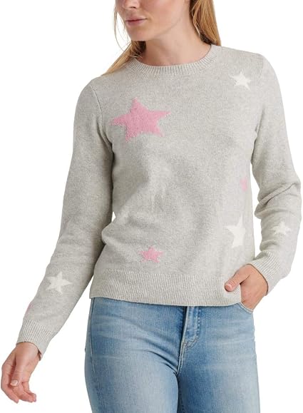 Star Intarsia Pullover Sweater, Black 