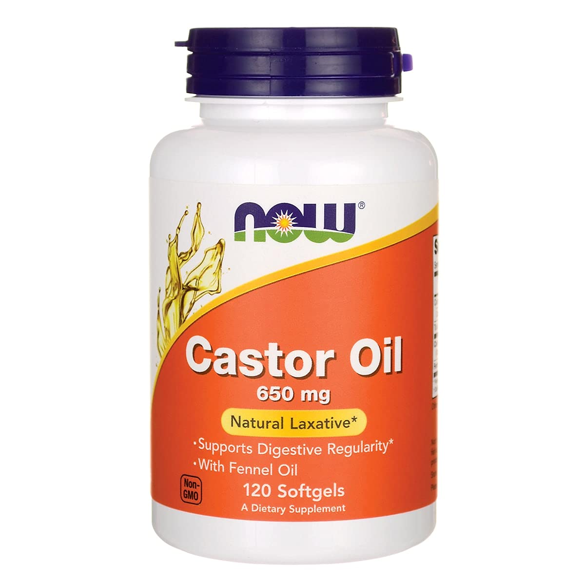 Now Castor Oil 650 mg,120 Softgels