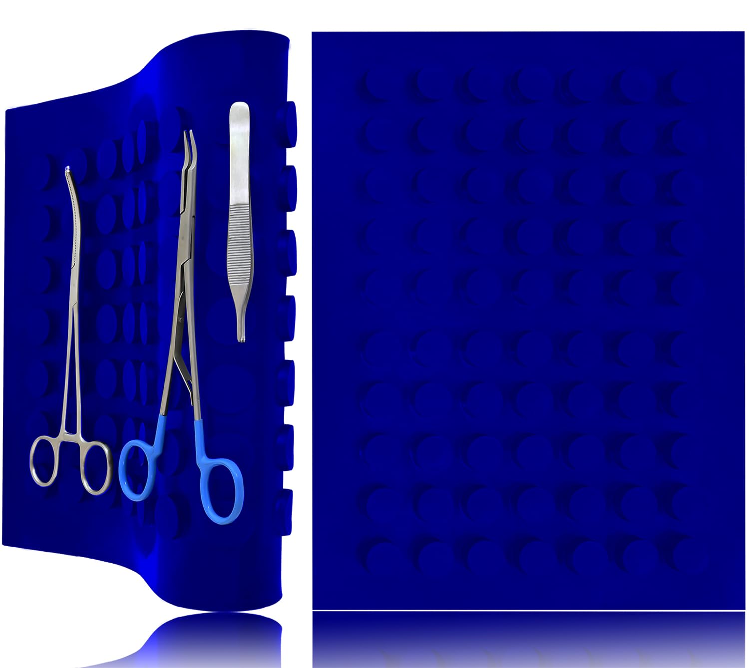 MuskalMed Magnetic Instruments Mat Blue Silicone Mat Silicone Mats 380mm x 300mm x 4mm for Sterilization Tray Case Box Surgical Holding Forceps