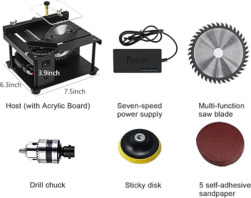 Miniatura 2 de Sierra de mesa curva eléctrica de precisión en miniatura, 200 W 8500min, juego de sierra de mesa portátil DIY de 0 a 90 ángulos, corte de 7 niveles