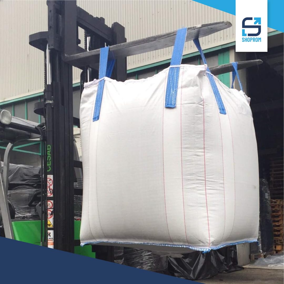 SHOPROM Bolsas de jardinería homologadas BigBag 1000 kg de polipropileno resistentes y reutilizables para eliminación de materiales de construcción y agrícolas ideales para almacenamiento (cierre de