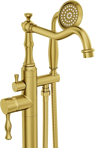 Kroias Standing Bathtub Faucet Freestanding Tub Filler High Pressure Single Handle Bathtub Filler Floor Mounted Brass