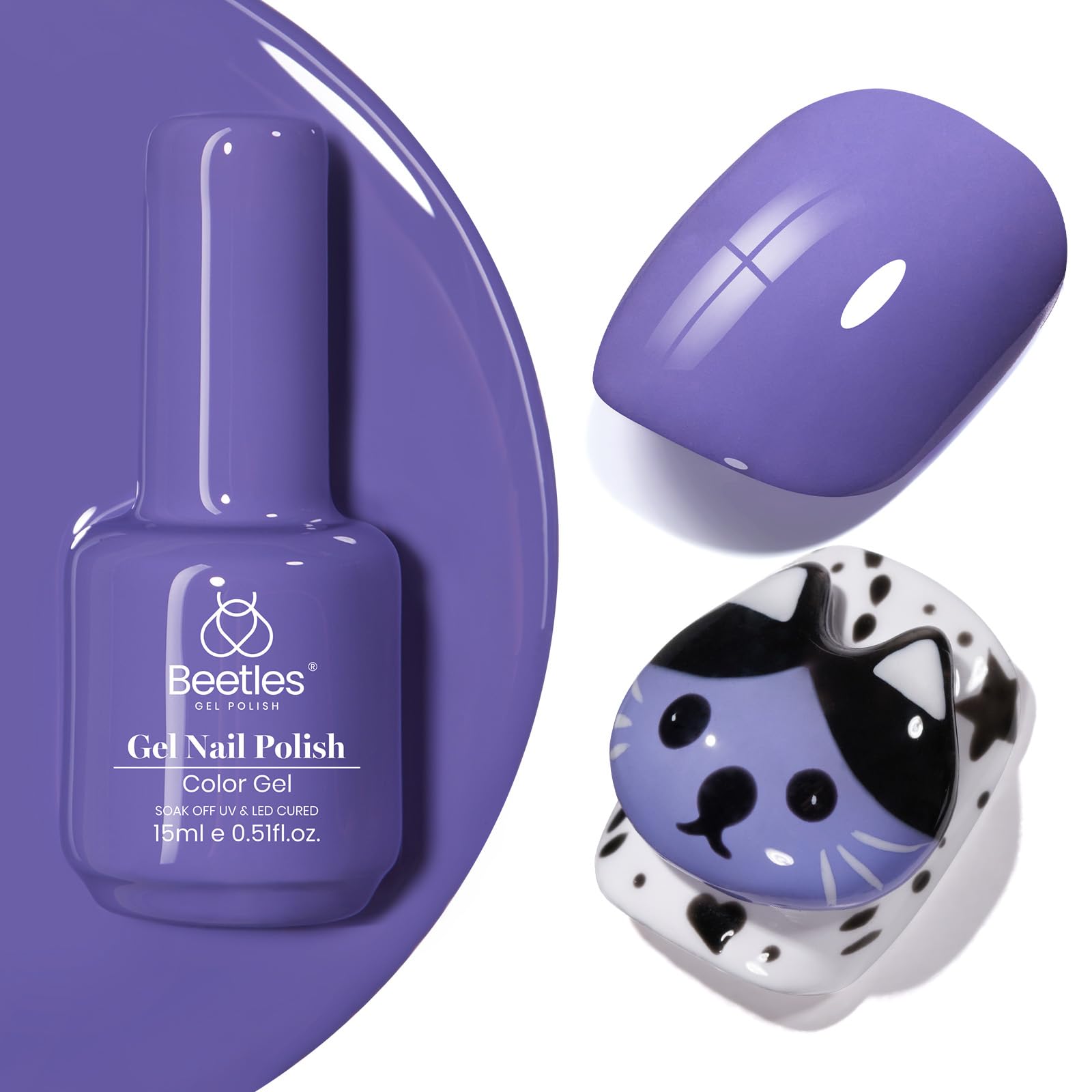 Beetles Purple Gel Polish 15ml | Periwinkle Pale Summer Soak Off - main product image