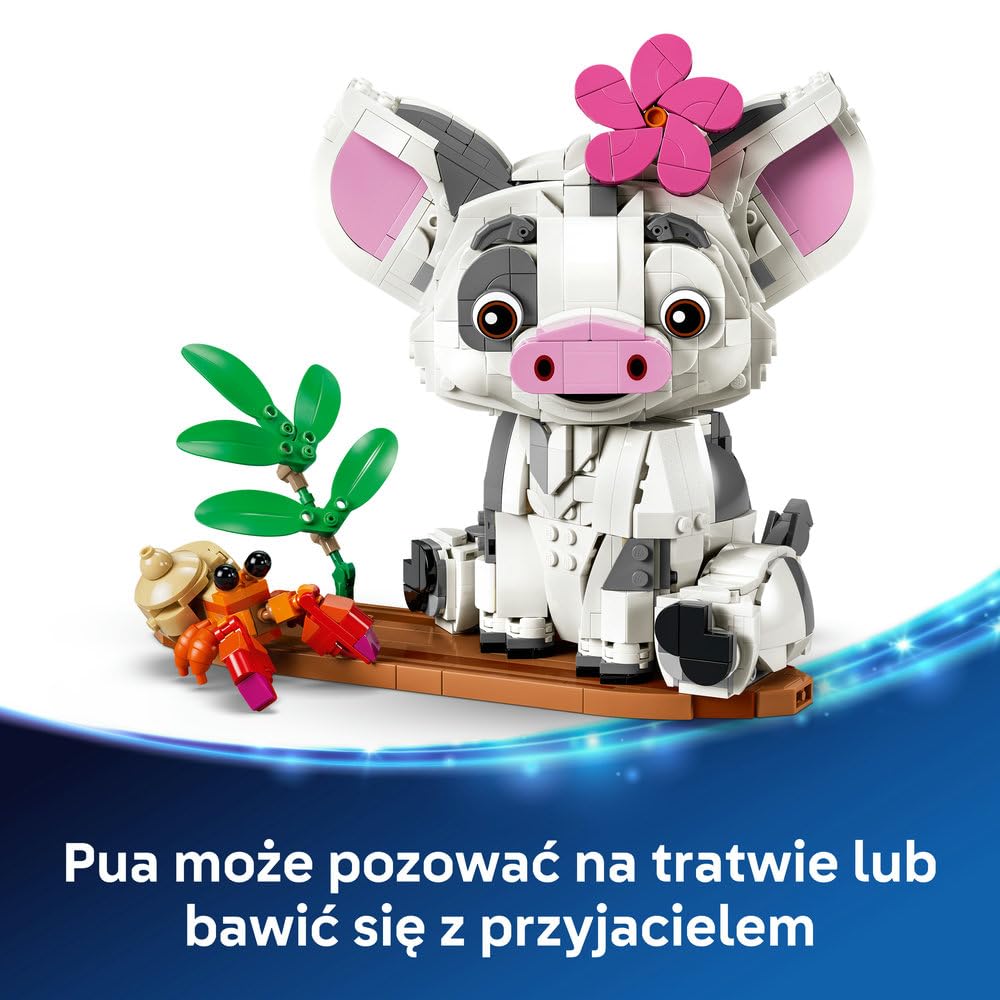 LEGO ǀ Disney Vaiana Pua 43292 | Kolekcjonerska figurka Disneya, zabawka dla 9-latki, prezent dla dziewczynki i chłopca, klocki dla dzieci, 885 elementów