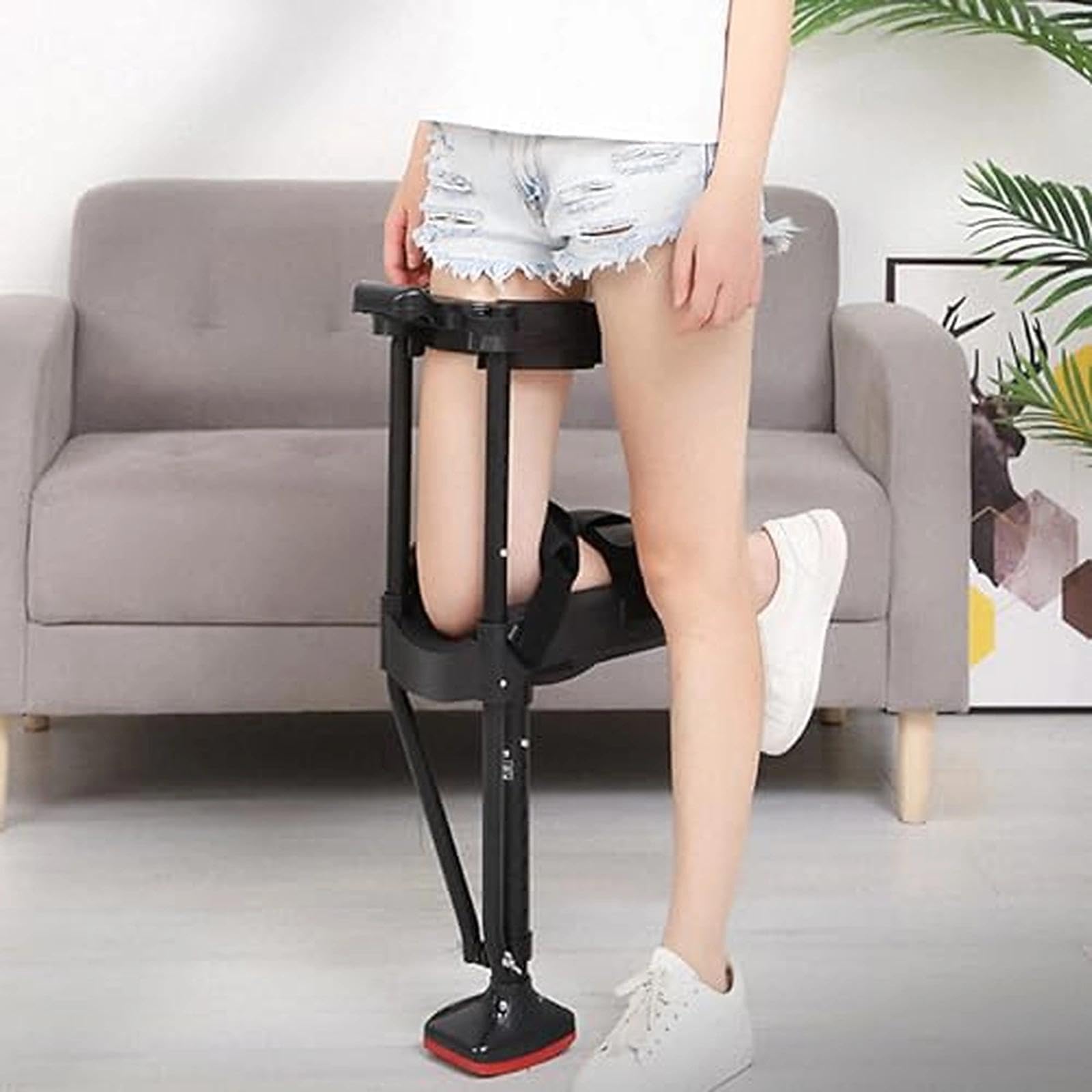 Béquille Mains Libres à Genou Marcheur Télescopique Réglable, Aide à la Mobilité Antidérapante pour Fracture Cheville Entorse Rééducation Post-Opératoire, Jambe Gauche et Droite