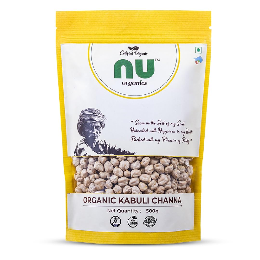 NU Organics Popular Kabuli Chana - 500g Pack Rich Source of Protein No Cholesterol or Additives Unpolished Kabuli Channa