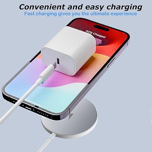 Miniatura 5 de Cargador inalámbrico, certificado Apple MFi Cargador magnético de 15 W, paquete de 2 almohadillas de carga magnética de 3 pies con puerto USB C PD