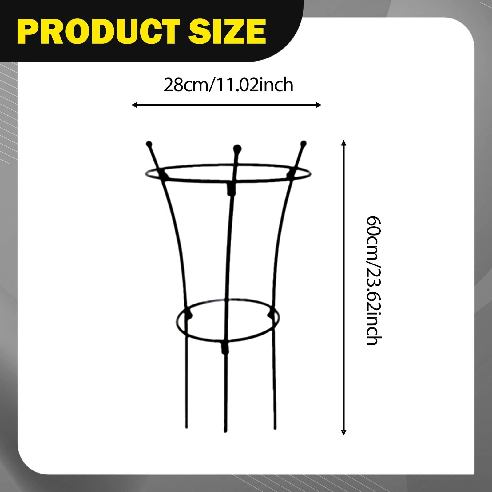 Tuteur Vertical Compact en Fer forgé pour Plantes en Pot, idéal pour, concombres, clématites et Autres Plantes fruitières.