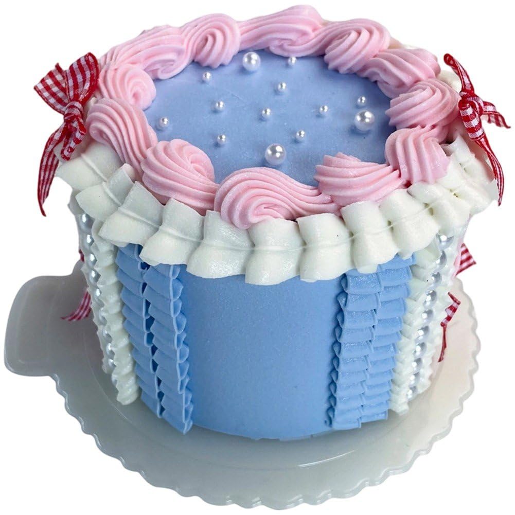 Hrippy Simulation Fake Birthday Cake Model, Artificial Dessert Prop for Party Decoration Photography Diy Home Scene Layout