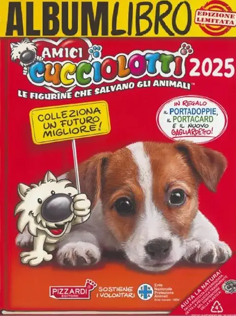 Album Amici Cucciolotti 2025 con 3 Buste di Figurine Pizzardi - Collezione Cuccioli