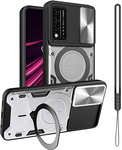 JHWVVTF Funda para teléfono REVVL V+ 5GRevvl V Plus 5G, funda de metal con soporte de anillo para mujeres y hombres, protector de cámara, protección