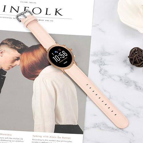 Miniatura 4 de 200 correas compatibles con Fossil Julianna Hr, correa de repuesto de piel auténtica suave clásica para Fossil Julianna HR/Fossil Carlyle Smartwatch