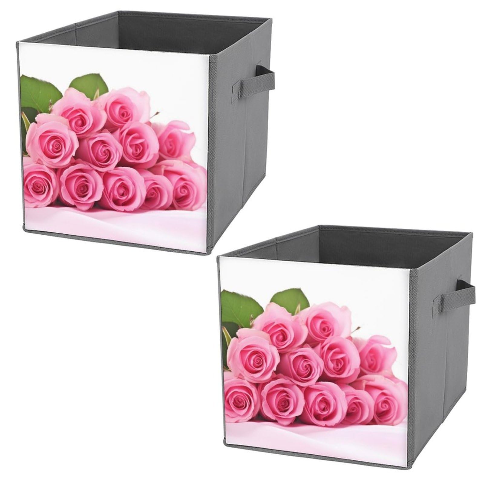 NONHAI Collapsible Storage Bins with Dual Handles Fabric Storage Basket Foldable Cubes Organizer Baskets Roses Storage Boxes for Organizing Clothing Cube Storage Organizer Bins