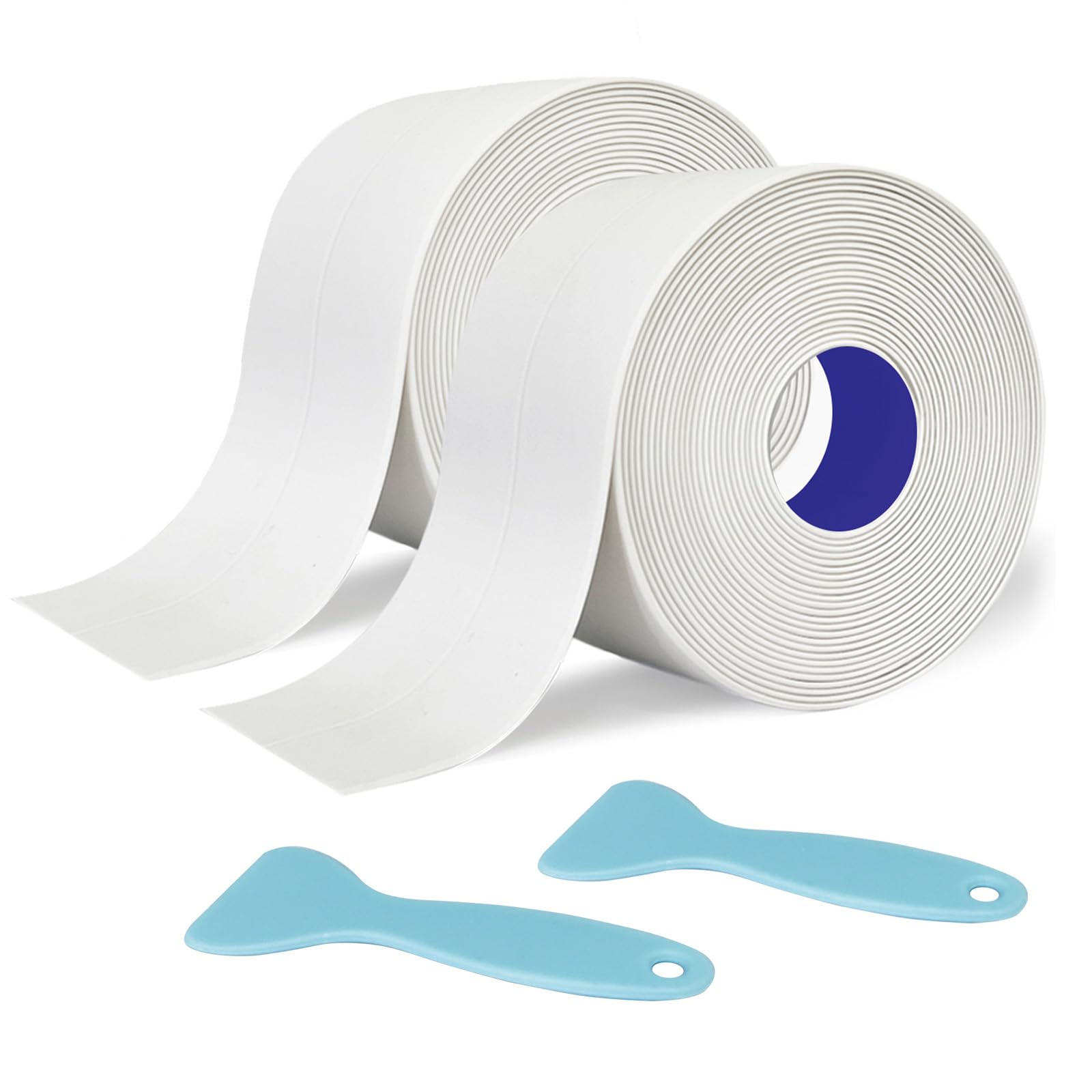 Caulk Tape - 2 Roll Waterproof Bathroom Caulking Tape for Shower, Toilet Edge Protector Bathtub, Sink | Self-Adhesive PVC Caulk Strip Sealant with