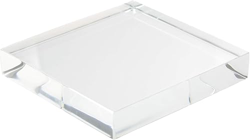 SOURCEONE.ORG Source One Bloque de exhibición acrílico pulido transparente de 34 pulgadas de grosor (4 x 4 pulgadas, 34 pulgadas de grosor)