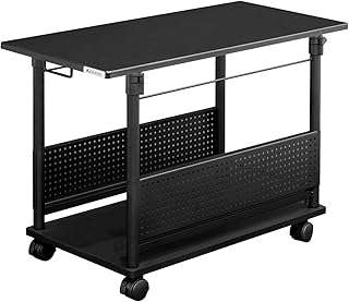 Bauhutte BHD-820H-BK Adjustable Height L-Shaped Desk, Large, Computer Rack, PC Rack Width 15.4 x Depth 32.3 inches 39 x 82 cm, Height 22.4 - 30.7 inches 57 - 78 cm, Black