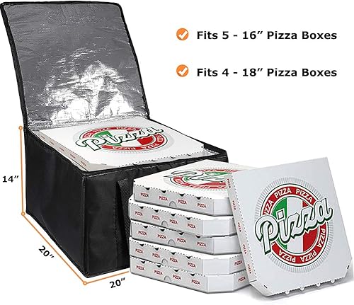 Miniatura 2 de cherrboll Bolsa de entrega de pizza aislada, 20 x 20 x 14 pulgadas, bolsa de entrega de alimentos de grado comercial, sin humedad