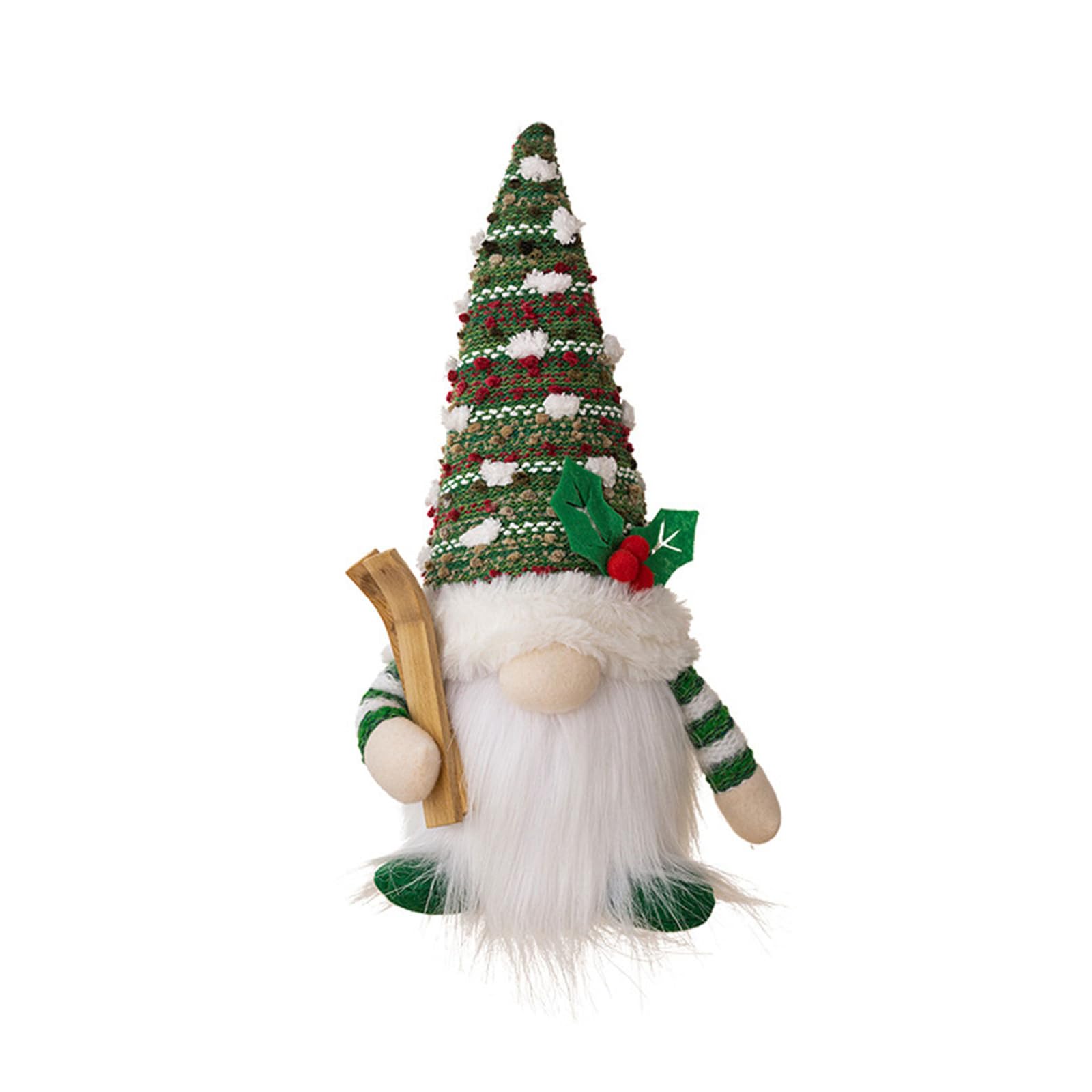 Buxuaaaa Green Christmas Faceless Dot Hat Plush Knitted Snowman Doll Christmas Doll Faceless Gift Decoration