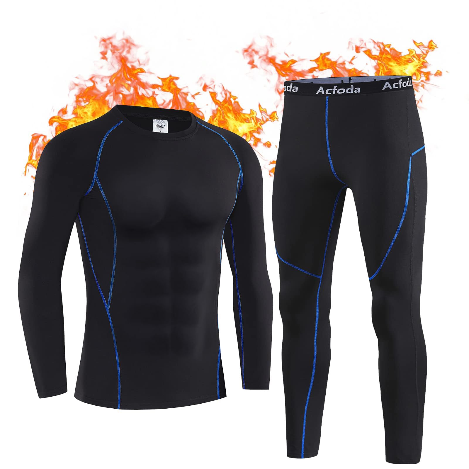 Acfoda Biancheria Funzionale Termici da Uomo Traspirante Asciugatura Rapid Abbigliamento Termico Intimo per attività all’Aria Aperta Ciclismo Corsa Allenamento Sci, S-XXL