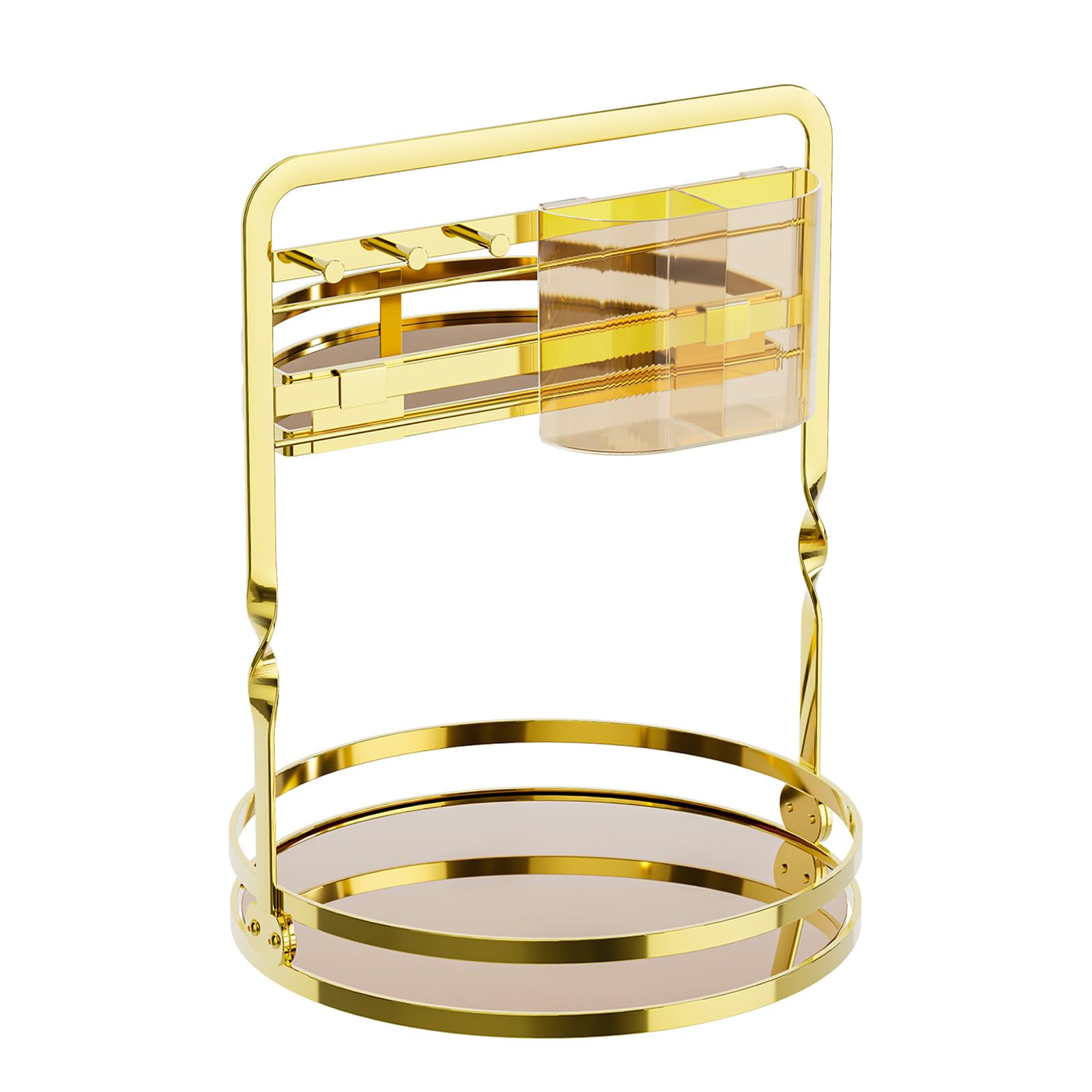 APGLSXY Metal Rotating Cosmetic Shelf with PP Base and Degree Turning Design for Skincare Makeup Items Black Makeup Planner