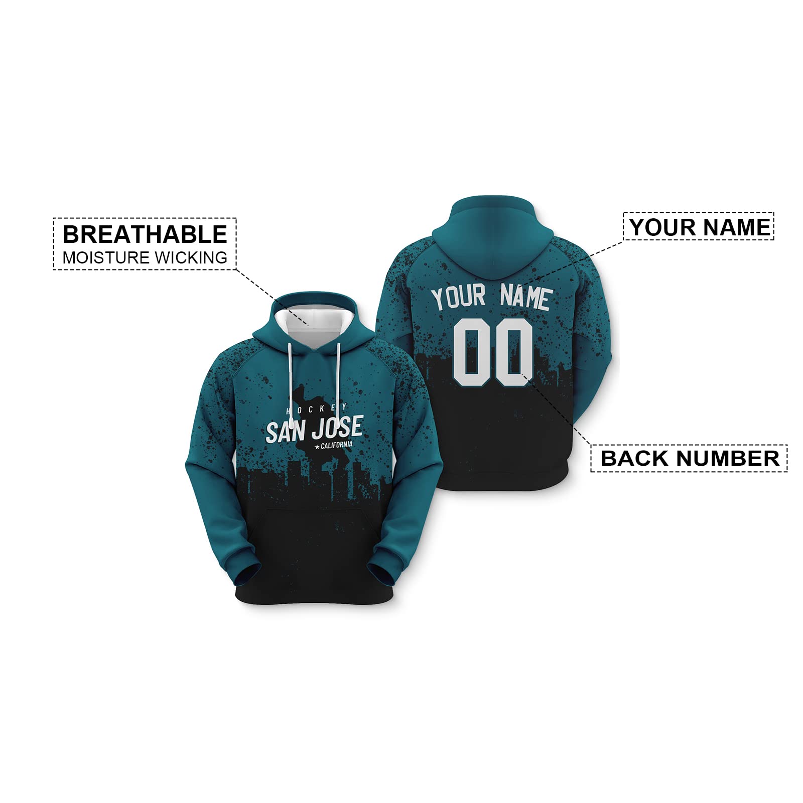 Custom Hockey Men's Hoodies Gifts for Men Women Youth City Fans Pullover Hooded Sweatshirt Customize Hip Hop Name & Number
