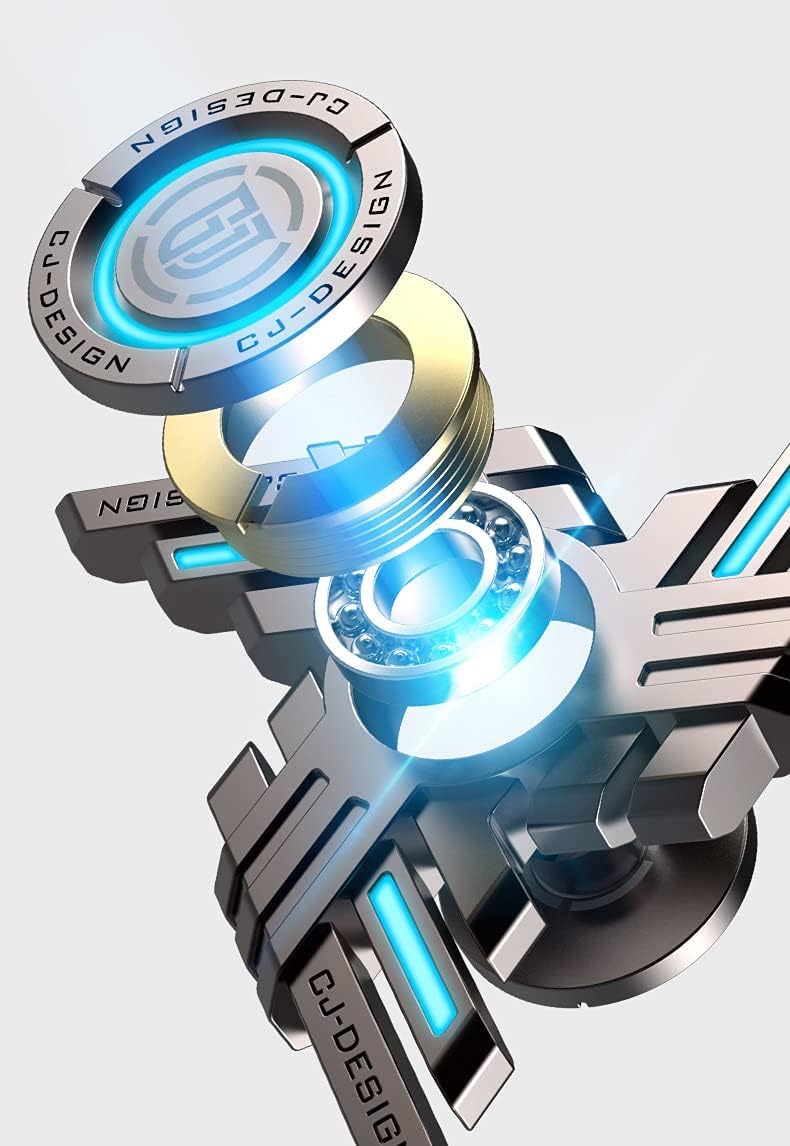 Metal Luminous Fingertip Spinner Titanium Fidget Spinner Office Desk Toy Adult Stress Relief Toys for Children Gifts (B,Blue)