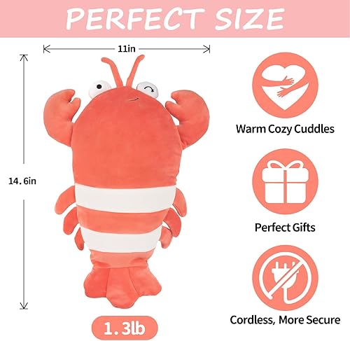 Miniatura 6 de Infowush Almohadillas térmicas para calambres, animales de peluche con peso de 15 pulgadas, almohadillas térmicas para menstruación para microondas