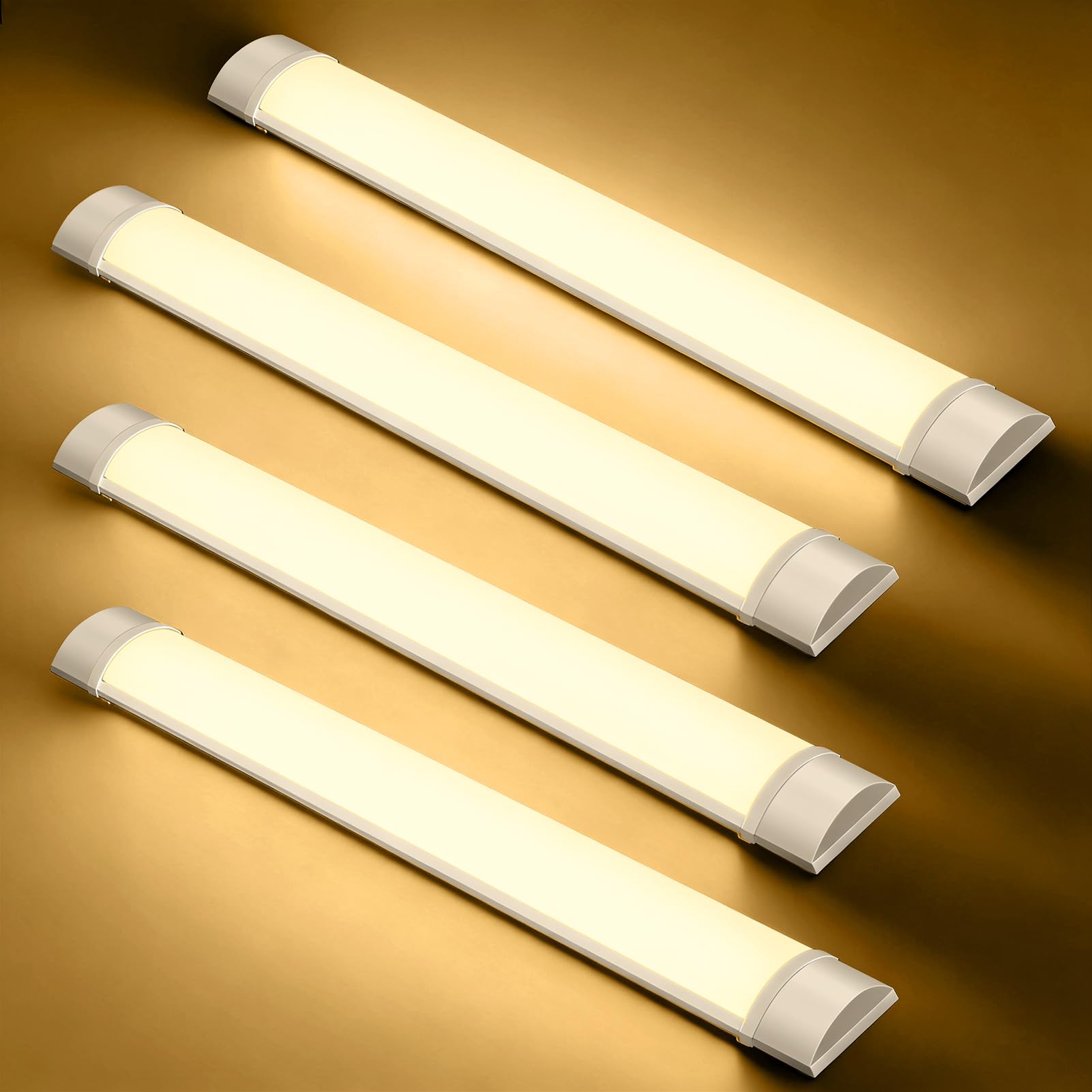 4er Feuchtraumleuchte LED 90CM, Kellerlampe 30W 3000LM, GaragenLampe Kaltweiss 3000K, Röhre Lampe IP65 Wasserfest, Werkstattlampe Deckenleuchte, Feuchtraum Leuchte für garage Werkstatt Keller