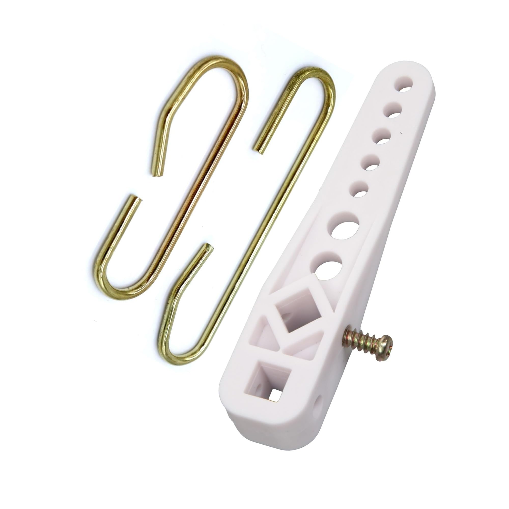 Fully Adjustable White Plastic Toilet Cistern Lever, with Two Toilet Flush Siphon Link C Hooks - 1 Large 92mm & 1 Small 65mm