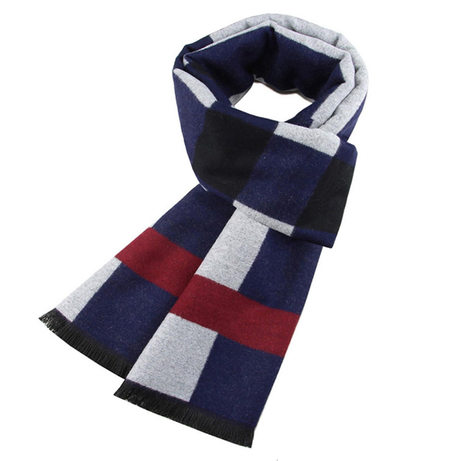 Bufanda Blanda para Hombres Bufanda a Cuadros for Hombre Bufanda cálida de Negocios for otoño e Invierno(Dark Blue)