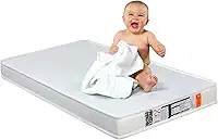 Colchão Berço 130x70 Impermeável D18 – Antialérgico, Respirável, Confortável e Seguro para Bebê, Cor Branco, Espuma Selada e Capa Lavável