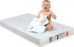 Colchão Berço 130x70 Impermeável D18 – Antialérgico, Respirável, Confortável e Seguro para Bebê, Cor Branco, Espuma Selada e Capa Lavável