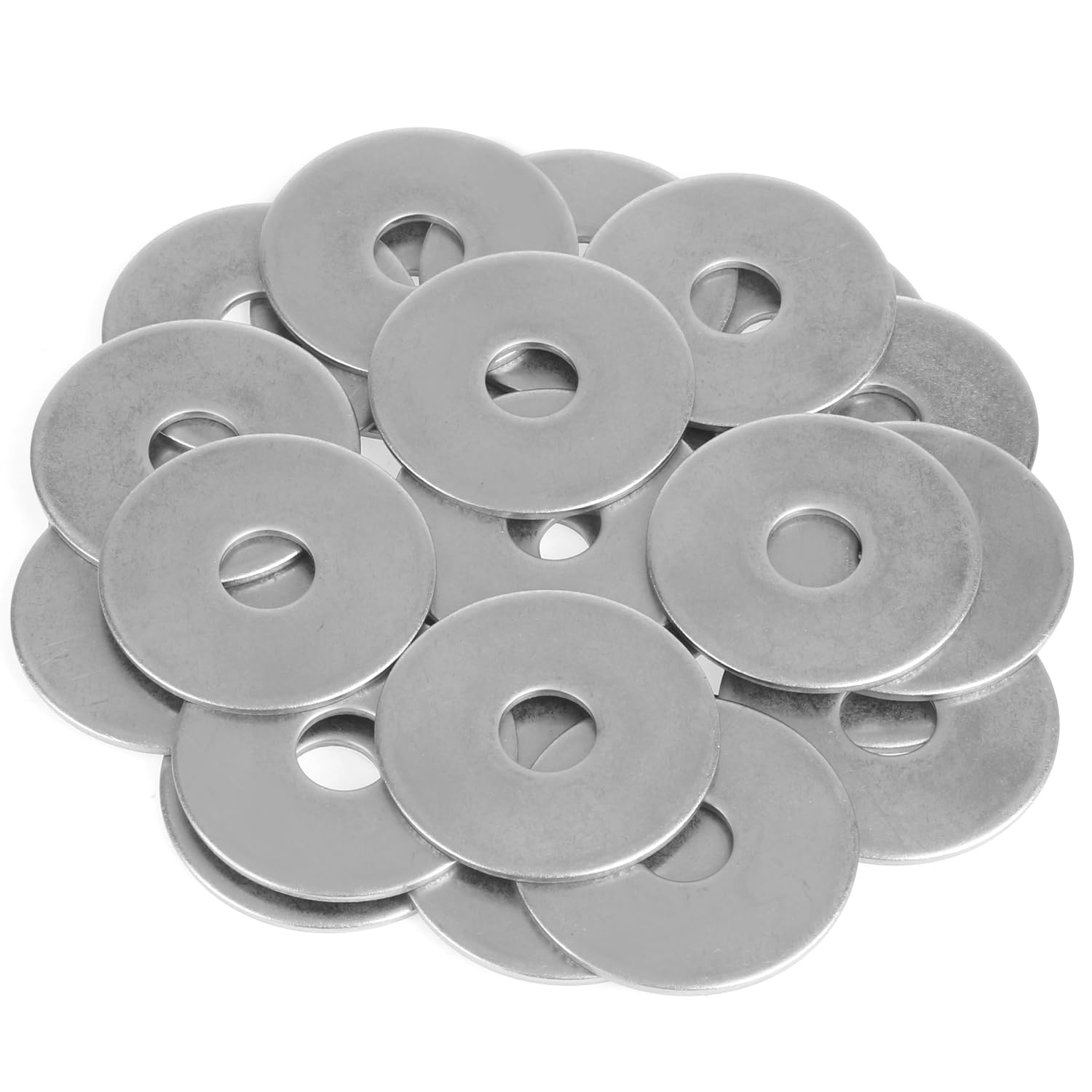 HELIFOUNER 25 Pieces 3/8" Stainless Flat Washers, 1-1/2" Outside Diameter, 0.072" Thickness, 18-8 (304) Stainless Steel Washers, Metal Washers, Flat