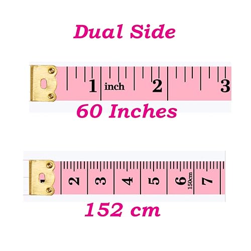 Miniatura 2 de Cinta métrica suave rosa para medidas corporales, cinta métrica para coser, sastrería, manualidades y pérdida de peso, con versátil y duradera (2