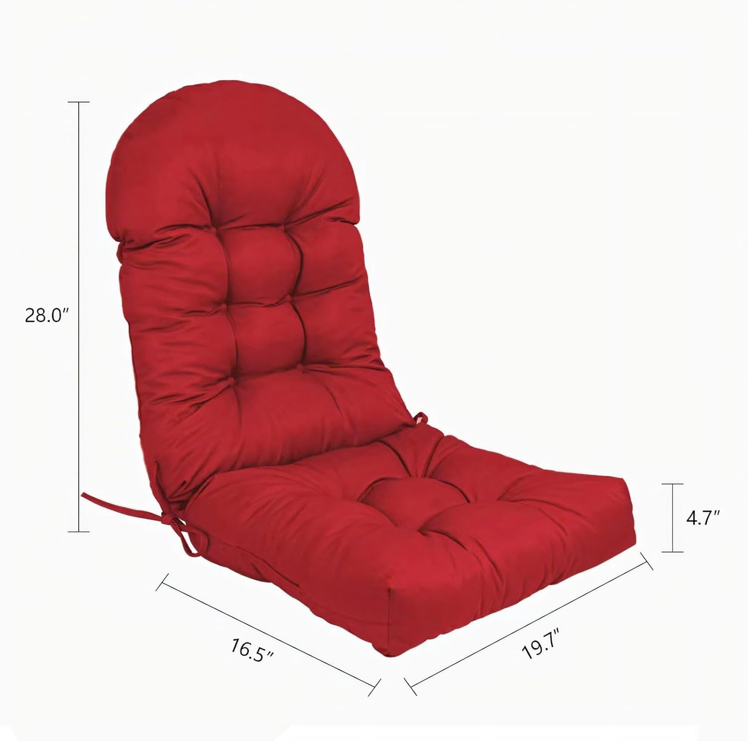 Adirondack Chair Cushion, Rocking Chair Cushion, Non-Slip High Back Patio Chairs Cushions with Ties, Waterproof Thickened Chair Pad for Indoor and Outdoor, 45x20x5 inch, Red, 1-Pack