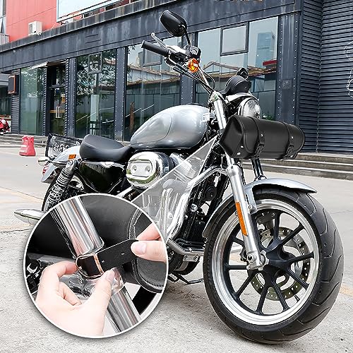 Bolso universal para manillar y horquilla de motocicleta Motoforti, impermeable, de cuero sintético negro miniatura 3