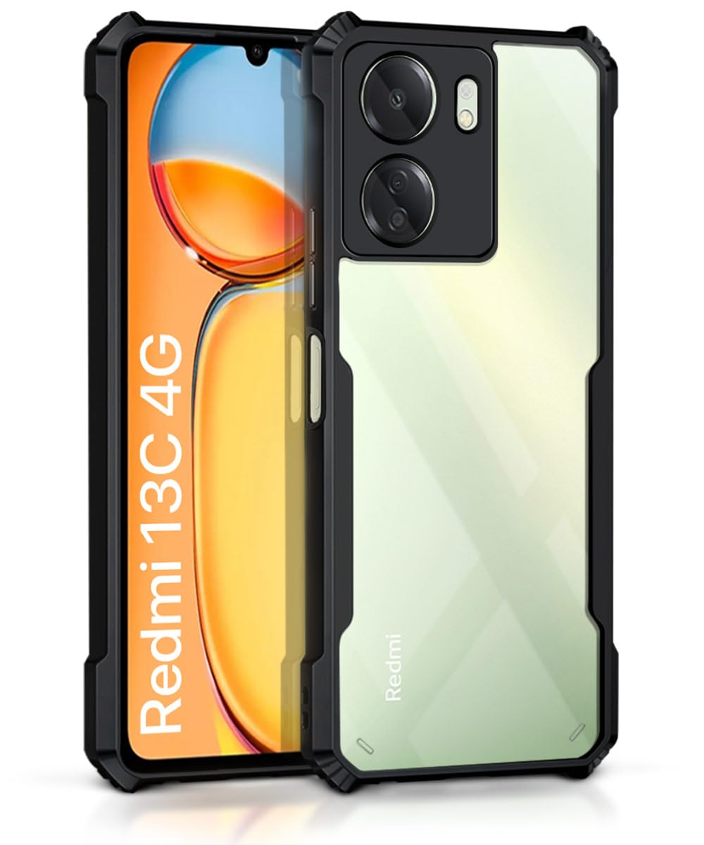WOW IMAGINE Shock Proof Clear Protective Back Case for Redmi 13C 4G | Poco C65 - AirEDGE Technology | 360 Degree Camera Protection | Transparent Hybrid Back Case Mobile Cover - Black (B0CPPJR87N) Amazon Price History, Amazon Price Tracker