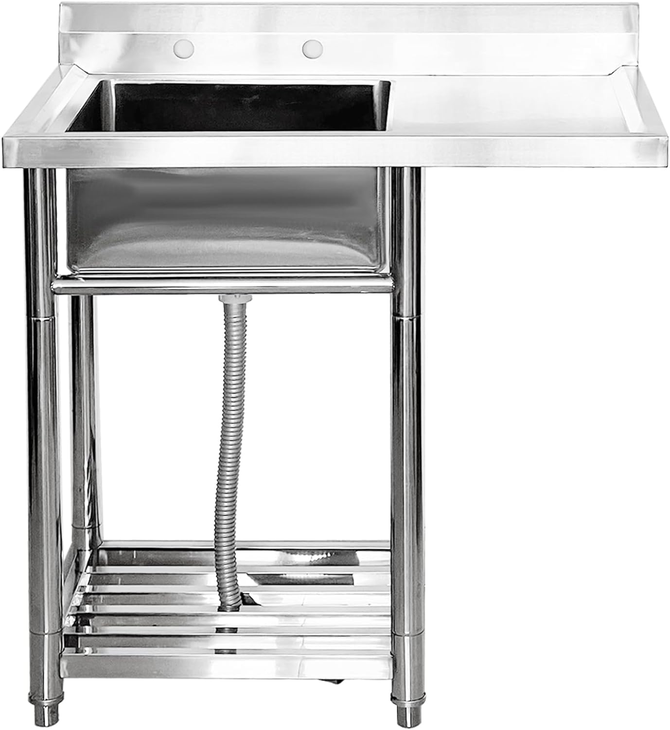 Évier simple sur pied en acier inoxydable pour cuisine utilitaire et lavabo de bar 90cm