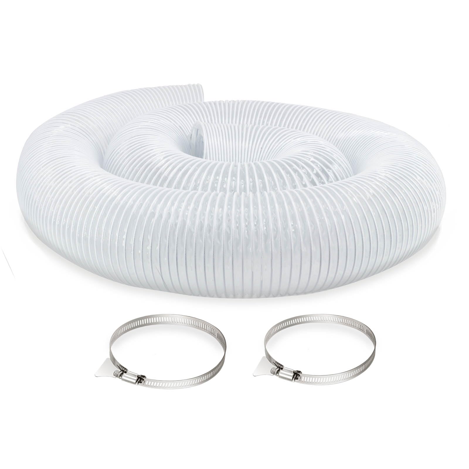 JUYO VONSAN 8 Inches Dust Collection Hose 10ft Flex Heavy Duty 8 In Clear PVC Dust Debris Collector Hose With Connector and Clamps (8'' X 10ft)