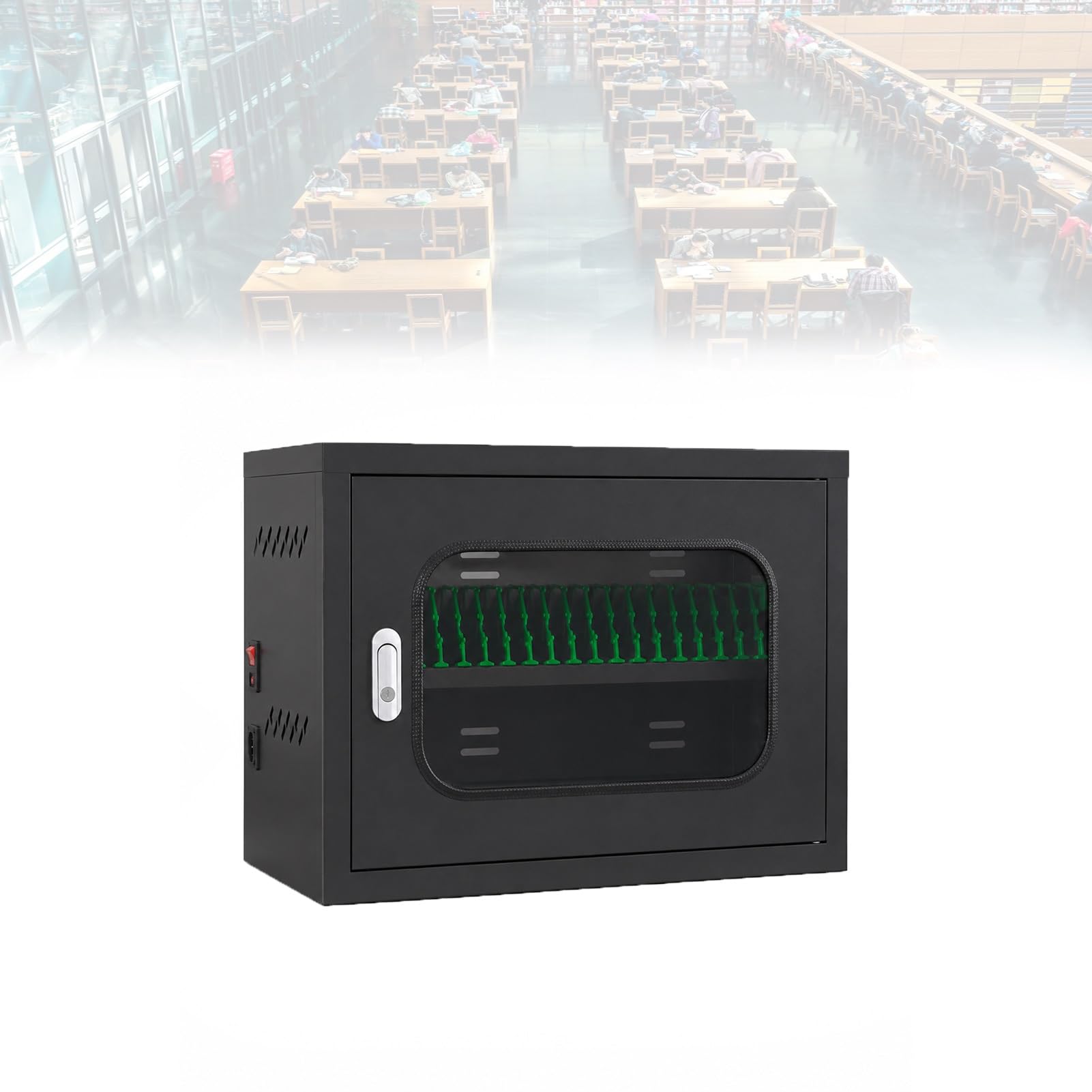 Rmadio di Ricarica per Telefoni con Sistema USB e Scomparti con Serratura | Ricarica centralizzata e conservazione sicura per scuole,uffici,biblioteche e centri di formazione(Black,20 Slots)
