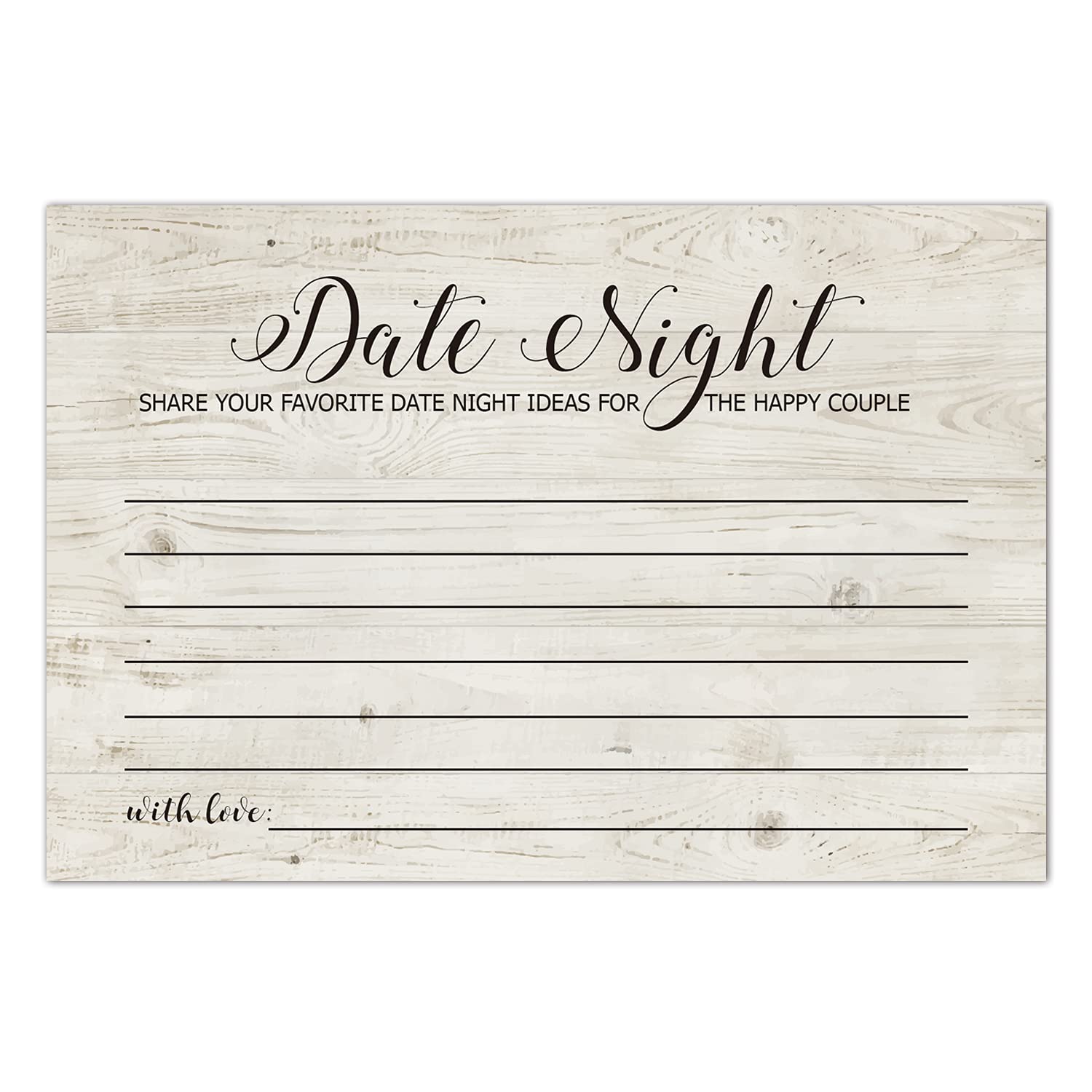50 Rustic Wood Date Night Cards, Date Night Ideas Great Gifts for Couples, Husband, Wife, Boyfriend, Girlfriend, Anniversary, Bride and Groom,