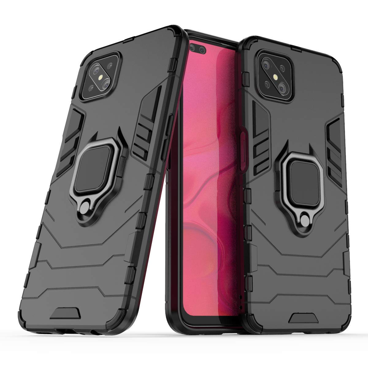 MRSTER Funda OPPO Reno4 Pro 5G, Armor Funda con 360 Anillo Soporte, Anti-Arañazos con Absorción de Choque Resistente Carcasa Protectora para OPPO Reno4 Pro 5G. HB Black — view 31