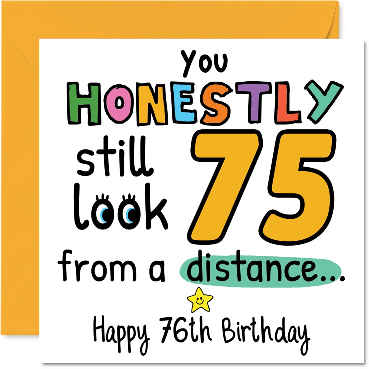 76th Birthday Cards for Women Men - From a Distance - Happy Birthday Card for 76 Year Old Woman Man Cousin Dad Nanny Grandma, 145mm Bday Greeting Cards