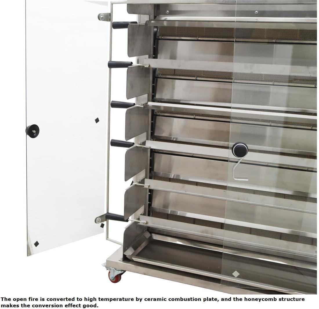 Commercial Chicken Rotisserie Machine LGP GAS Turkey Rotisserie Oven Rotisserie Chicken Oven 6 Grills Chicken Roaster Stainless Steel 110V 300W 122-572℉